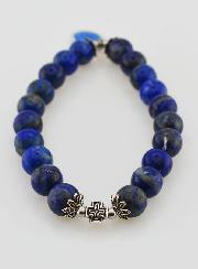 Bracelet Religieux en Pierre Naturelle de Lapis Lazuli - Miraculeuse & Croix