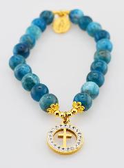 Bracelet en Pierre Naturelle d'Apatite - Miraculeuse et Croix