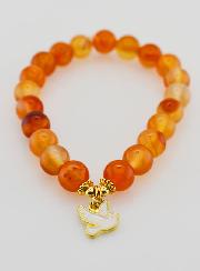 Bracelet Religieux en Pierre Naturelle de Cornaline - Colombe de la Paix