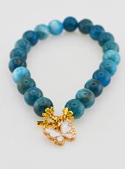 Bracelet Religieux en Pierre Naturelle d'Apatite - Papillon & Croix