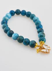 Bracelet Religieux en Pierre Naturelle d'Apatite - Papillon & Croix