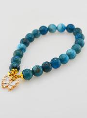 Bracelet Religieux en Pierre Naturelle d'Apatite - Papillon & Croix