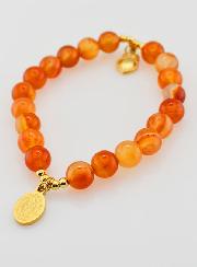 Bracelet Religieux en Pierre Naturelle de Cornaline - ND de Guadalupe