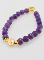 Bracelet Religieux en Pierre Naturelle d'Améthyste - Vierge Marie & St Benoît