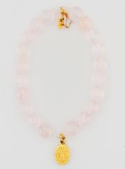Bracelet Religieux en Pierre Naturelle de Quartz Rose - ND de Guadalupe