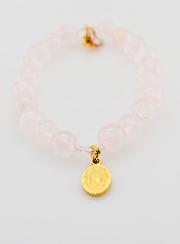 Bracelet Religieux en Pierre Naturelle de Quartz Rose - ND de Guadalupe