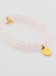 Bracelet Religieux en Pierre Naturelle de Quartz Rose - ND de Guadalupe