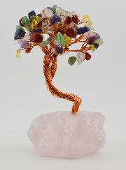 Arbre de Vie 7 Pierres Naturelles & Quartz Rose - 12cm