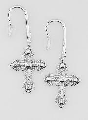 Boucles d'Oreilles Croix Orthodoxe en Argent  - 34mm