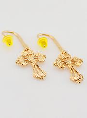 Boucles d'Oreilles Croix Baroque en Plaqué Or - 34mm