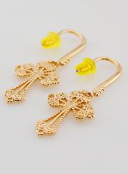 Boucles d'Oreilles Croix Baroque en Plaqué Or - 34mm