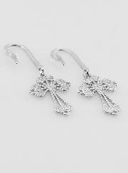 Boucles d'Oreilles Croix Baroque en Argent - 34mm