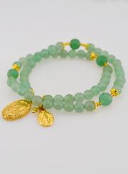 Chapelet en Pierres d'Aventurine - Saint Joseph & Miraculeuse