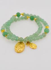 Bracelet Chapelet en Pierres d'Aventurine - Saint Joseph & Miraculeuse