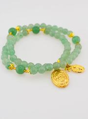Bracelet Chapelet en Pierres d'Aventurine - Saint Joseph & Miraculeuse