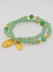 Bracelet Chapelet en Pierres d'Aventurine - Saint Joseph & Miraculeuse