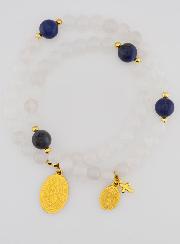 Chapelet en Pierres de Jade Blanc & Sodalite - ND de Guadalupe