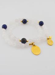 Chapelet en Pierres de Jade Blanc & Sodalite - ND de Guadalupe