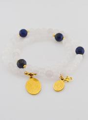 Chapelet en Pierres de Jade Blanc & Sodalite - ND de Guadalupe