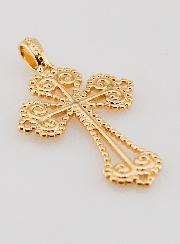 Pendentif Croix Baroque en Plaqué Or - 26mm