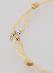 Bracelet Cordon Beige & Croix en Argent