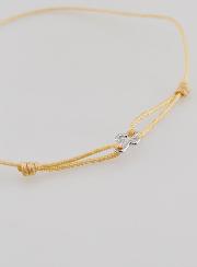 Bracelet Cordon Beige & Croix en Argent