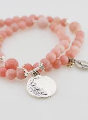Chapelet en Pierres d'Opale Rose - Saint Michel & Miraculeuse