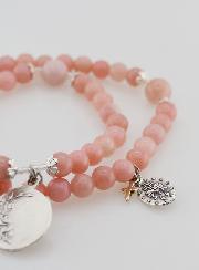 Chapelet en Pierres d'Opale Rose - Saint Michel & Miraculeuse