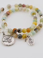 Chapelet en Pierre d'Amazonite - Miraculeuse & Esprit Saint