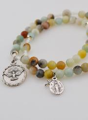 Chapelet en Pierre d'Amazonite - Miraculeuse & Esprit Saint