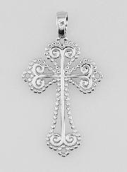 Pendentif Croix Baroque en Argent - 26mm