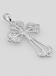 Pendentif Croix Baroque en Argent - 26mm