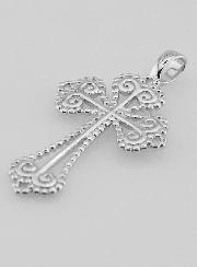 Pendentif Croix Baroque en Argent - 26mm