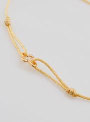 Bracelet Cordon Beige & Croix en Plaqué Or