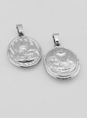 Médaille Vierge à l'Enfant en Acier Inoxydable - 21mm
