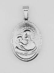 Médaille Vierge à l'Enfant en Acier Inoxydable - 21mm