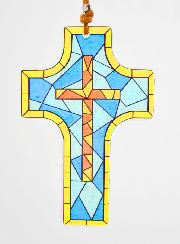 Croix en Verre à Suspendre 12 cm - Vitrail
