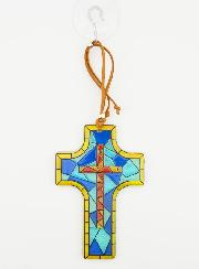 Croix en Verre à Suspendre 12 cm - Vitrail