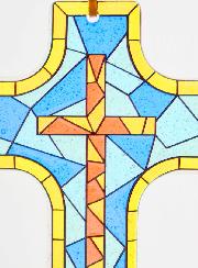 Croix en Verre à Suspendre 12 cm - Vitrail