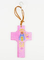 Croix Enfant en Verre Vierge à l'Enfant