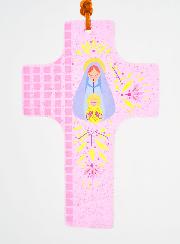 Croix de Baptême en Verre - Vierge de Tendresse
