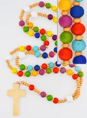 Chapelet en Bois Grains Multicolores