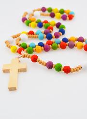 Chapelet en Bois Grains Multicolores