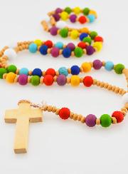 Cadeau de Communion - Chapelet en Bois Multicolore