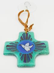 Croix Carrée en Verre 8cm - Lumière de l'Esprit Saint
