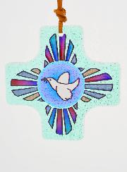 Croix Carrée en Verre 8cm - Lumière de l'Esprit Saint