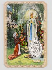 Carte de Prière & Médaille - Notre Dame de Lourdes