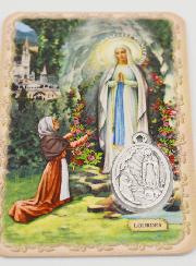 Carte de Prière & Médaille - Notre Dame de Lourdes