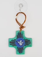 Croix de Confirmation en Verre 8cm - Lumière de l'Esprit Saint