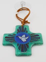 Croix de Confirmation en Verre 8cm - Lumière de l'Esprit Saint